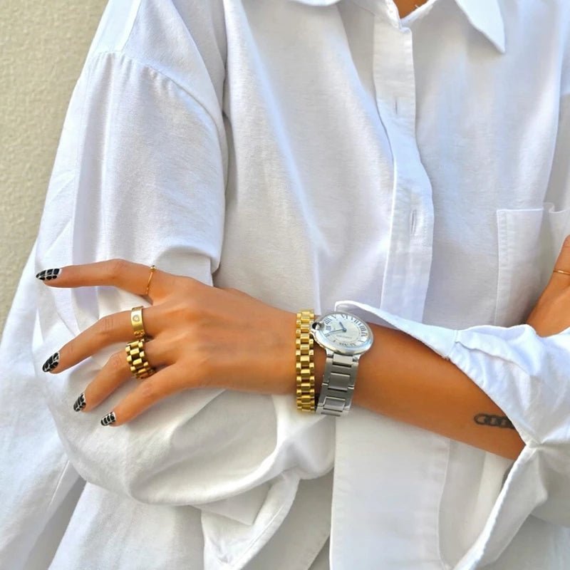 Minimalist Wide Link Ring | 18K Gold