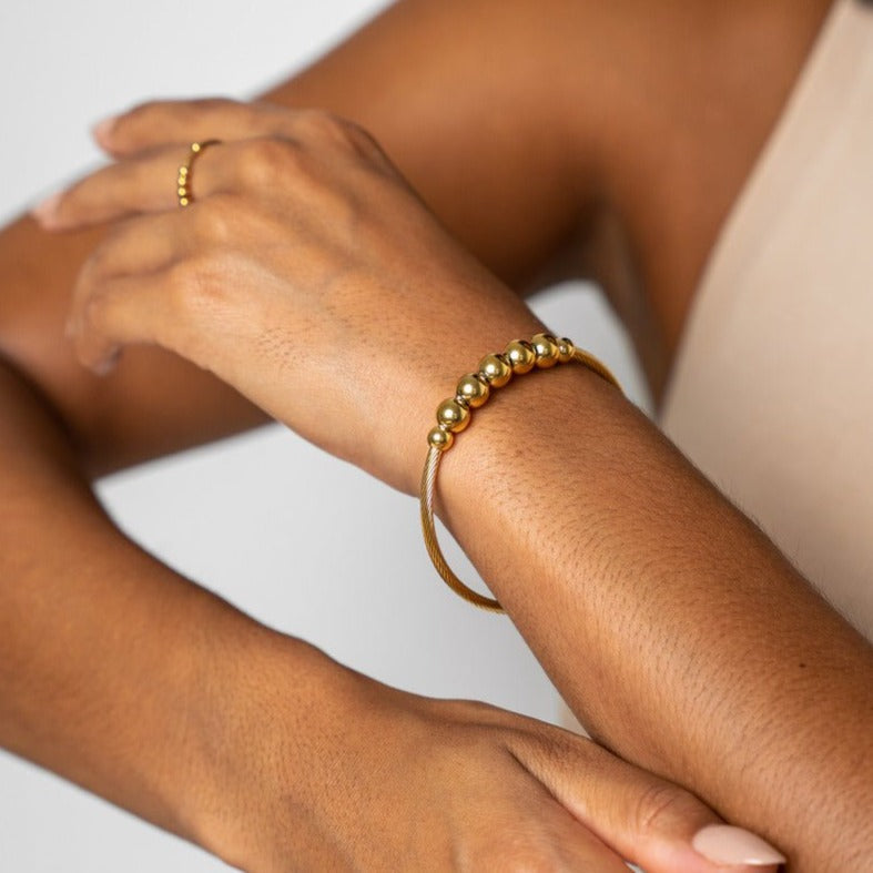 Anti-Stress Adjustable Ball Bracelet | 18K Gold
