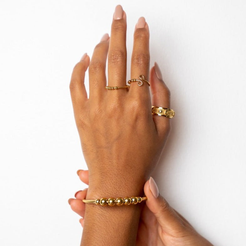 Anti-Stress Adjustable Ball Bracelet | 18K Gold