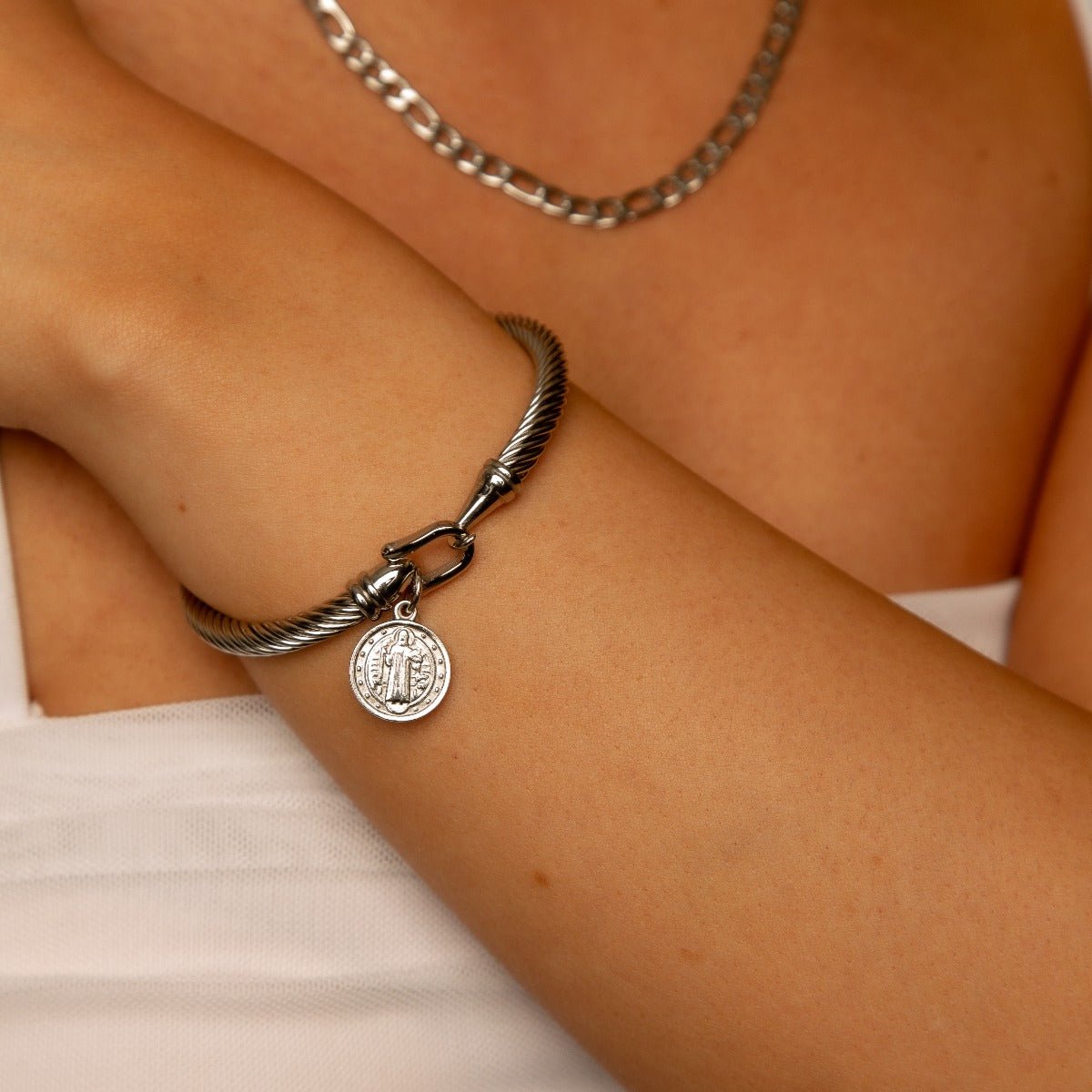 Saint Benedict Charm Bracelet | Silver