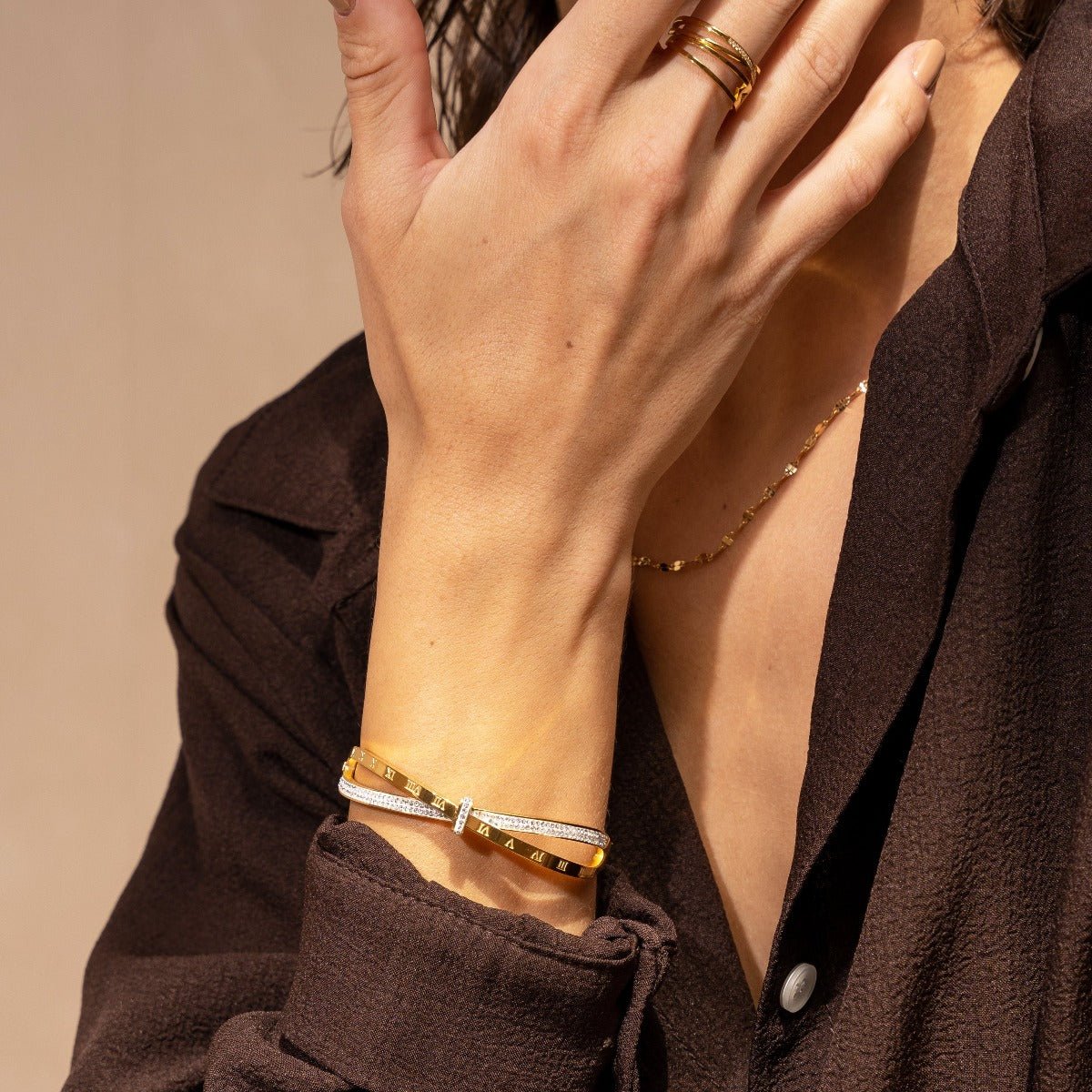 Roman Zirconia Bracelet | 18K Gold