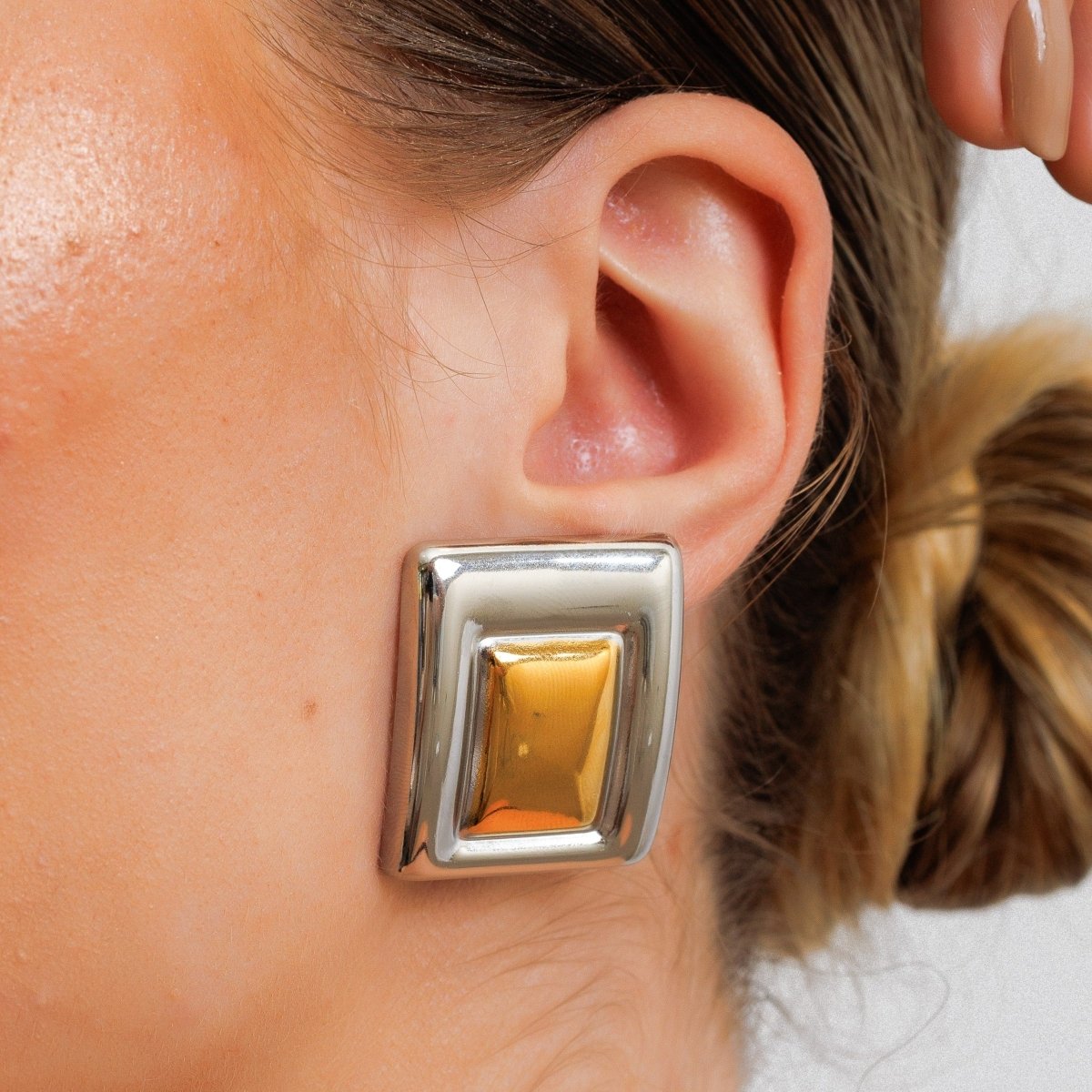 Geometric Earring | 18K Gold & Silver