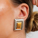 Geometric Earring | 18K Gold & Silver