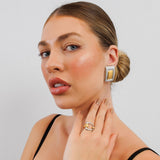 Geometric Earring | 18K Gold & Silver