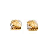 Spiral Square Earring | 18K Gold & Silver