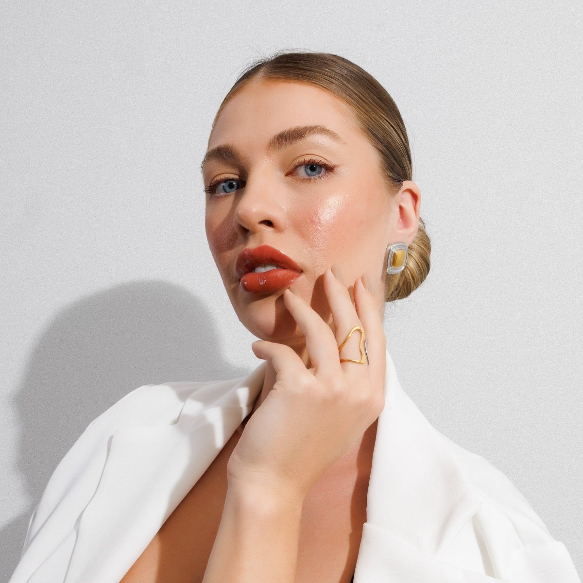 Square Lumière Earring | 18K Gold & Silver