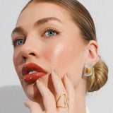 Square Lumière Earring | 18K Gold & Silver