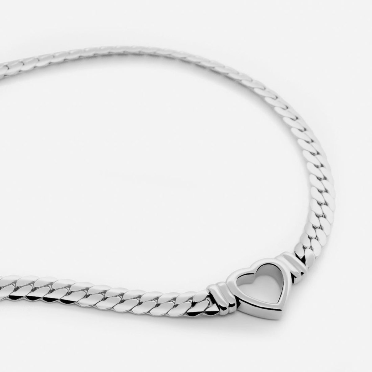 Minimalist Heart Choker Necklace | Silver