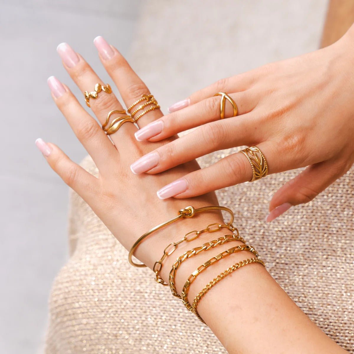Elegance Chain & Rigid Bracelet Kit | 18K Gold